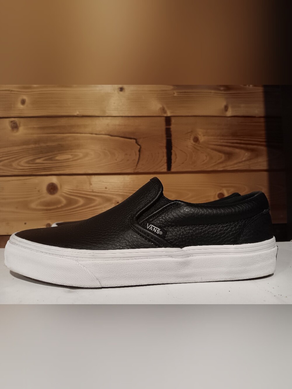 Vans Black Leather Shoes Women's 7.5